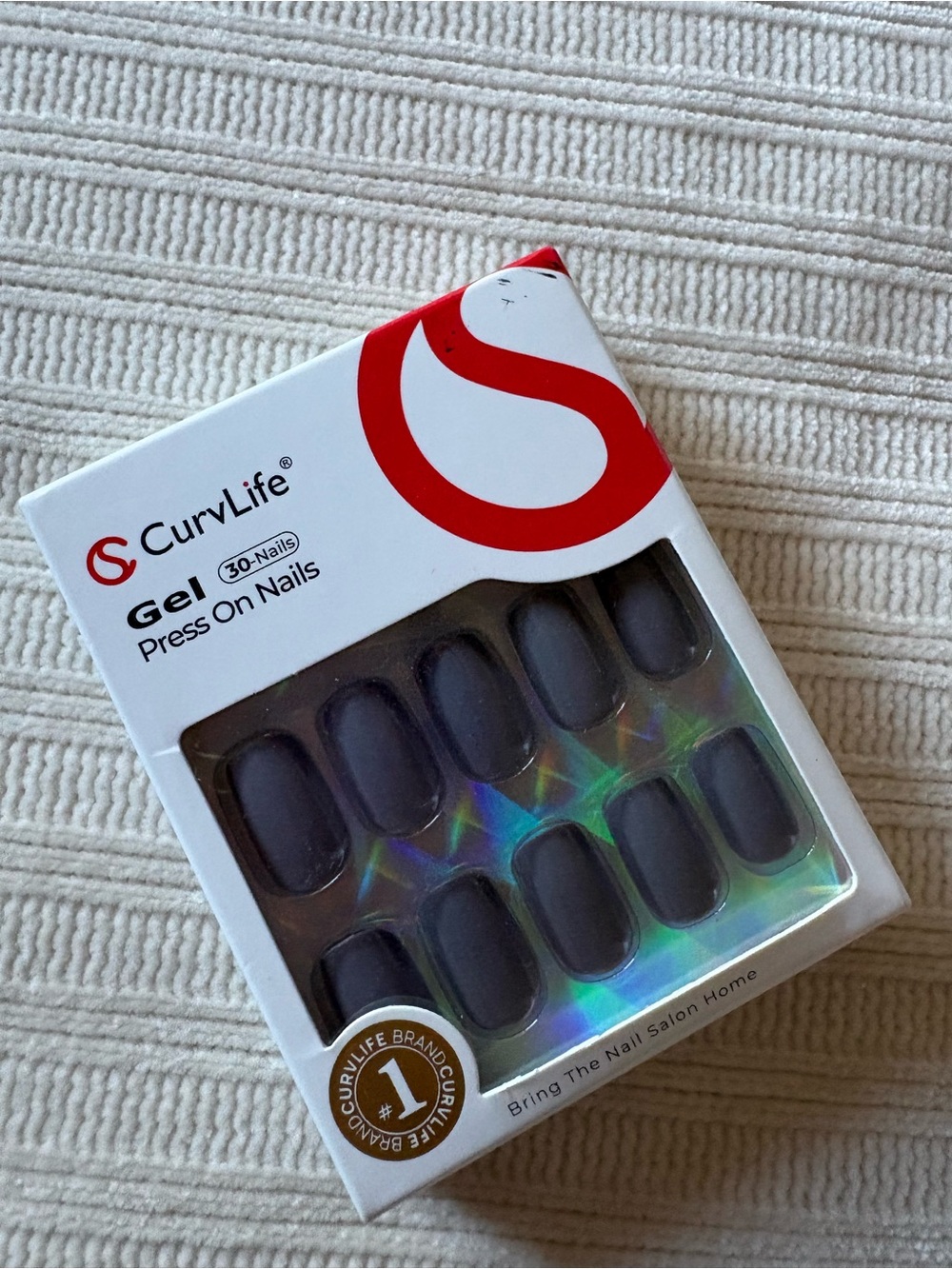 Curvlife Gel Press On Nails - Dark Gray Set Sleek Slate Gray